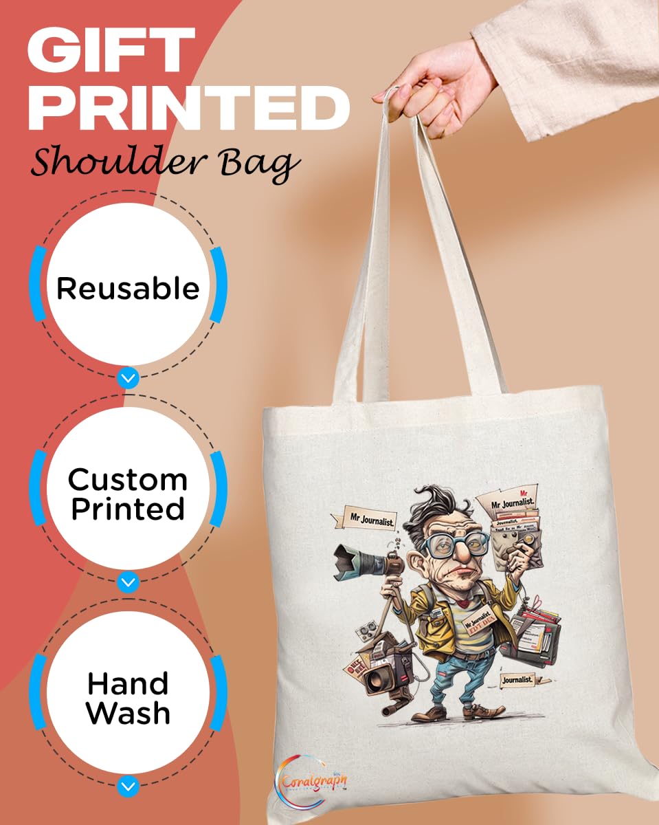 TB1851 Mr Journalist Tote Bag - Gift for Journalists, Writers, Media Enthusiasts - Durable, Stylish, Eco-Friendly, Reusable, Spacious, and Lightweight