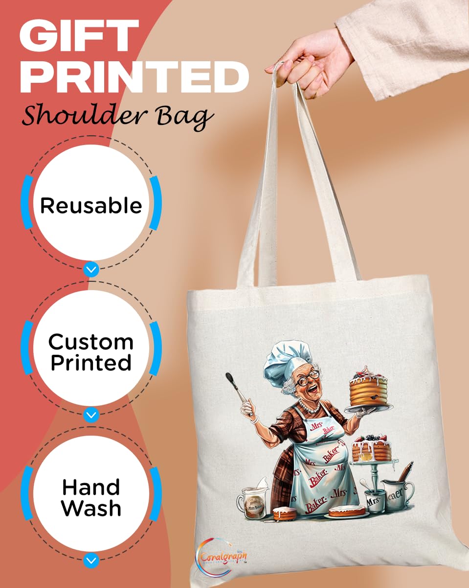 TB1838 Mrs Baker Tote Bag - Great Gift for Bakers, Pastry Chefs, Baking Enthusiasts - Durable, Stylish, Eco-Friendly, Reusable, Spacious, and Lightweight