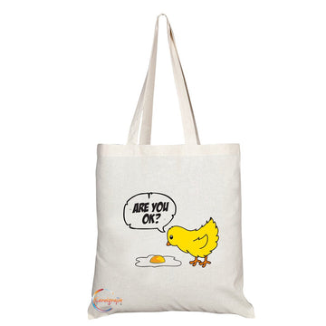 TB003 Funny Chick & Egg Novelty Present Gift Printed Eco-Friendly Stylish Long Handled Tote Shoulder Bag