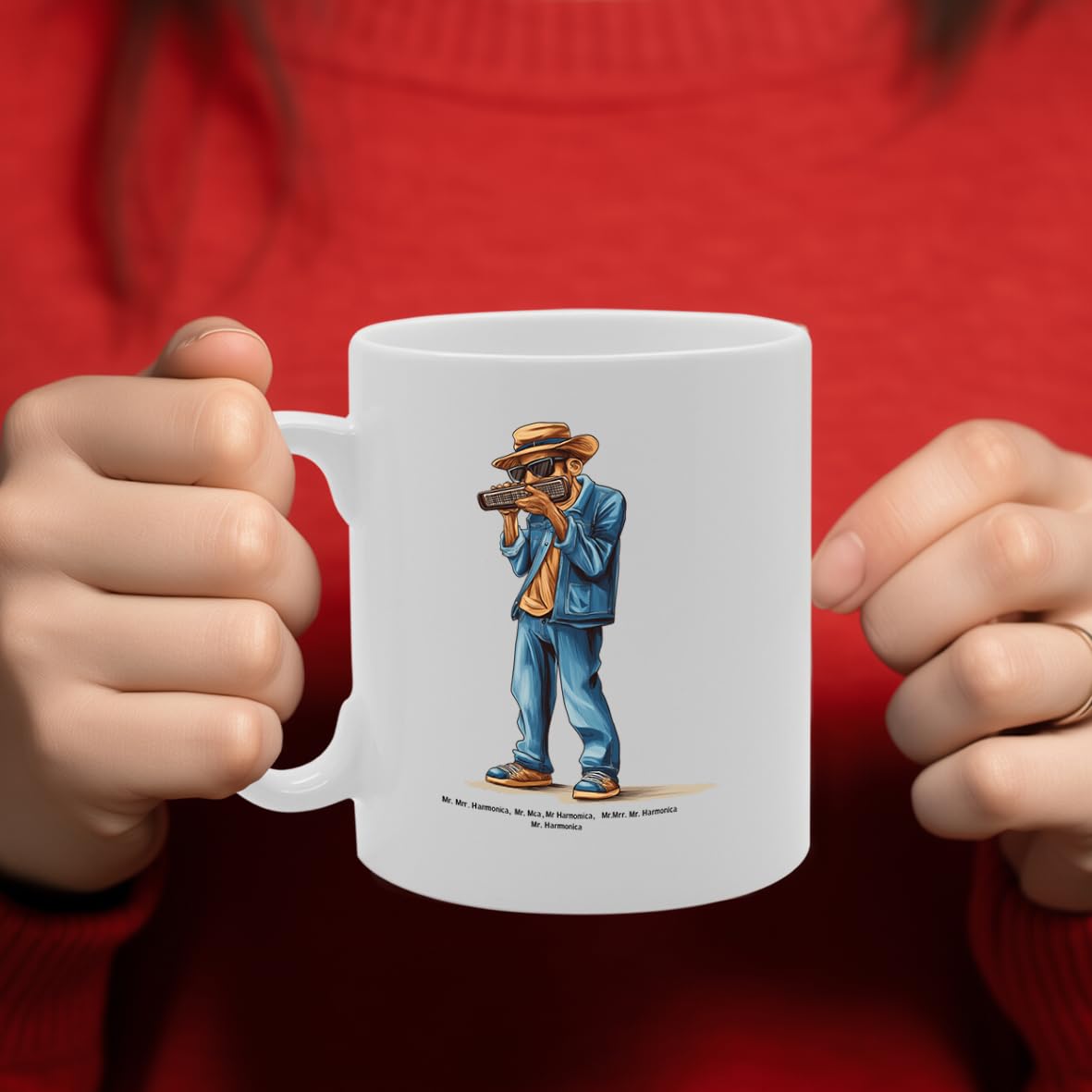 11Oz Ceramic  Mg6561 Featuring Mr Harmonica – For Harmonica Players And Music Lovers - Funny Printed Coffee Mug - Great Gift Idea