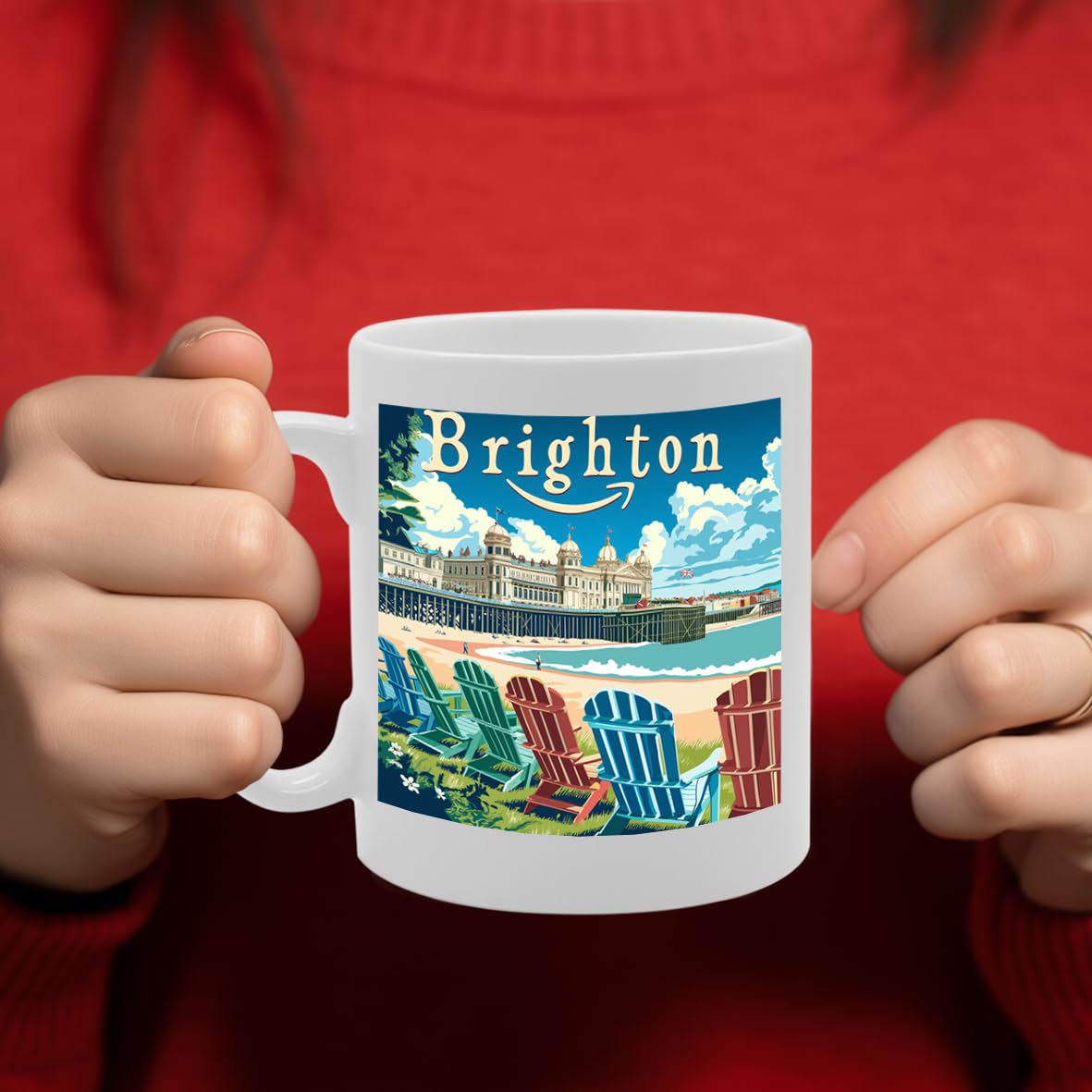 Printed Coffee Ceramic  Featuring Cities And Landmarks In United Kingdom (Brighton) - Funny Printed Coffee Mug - Great Gift Idea