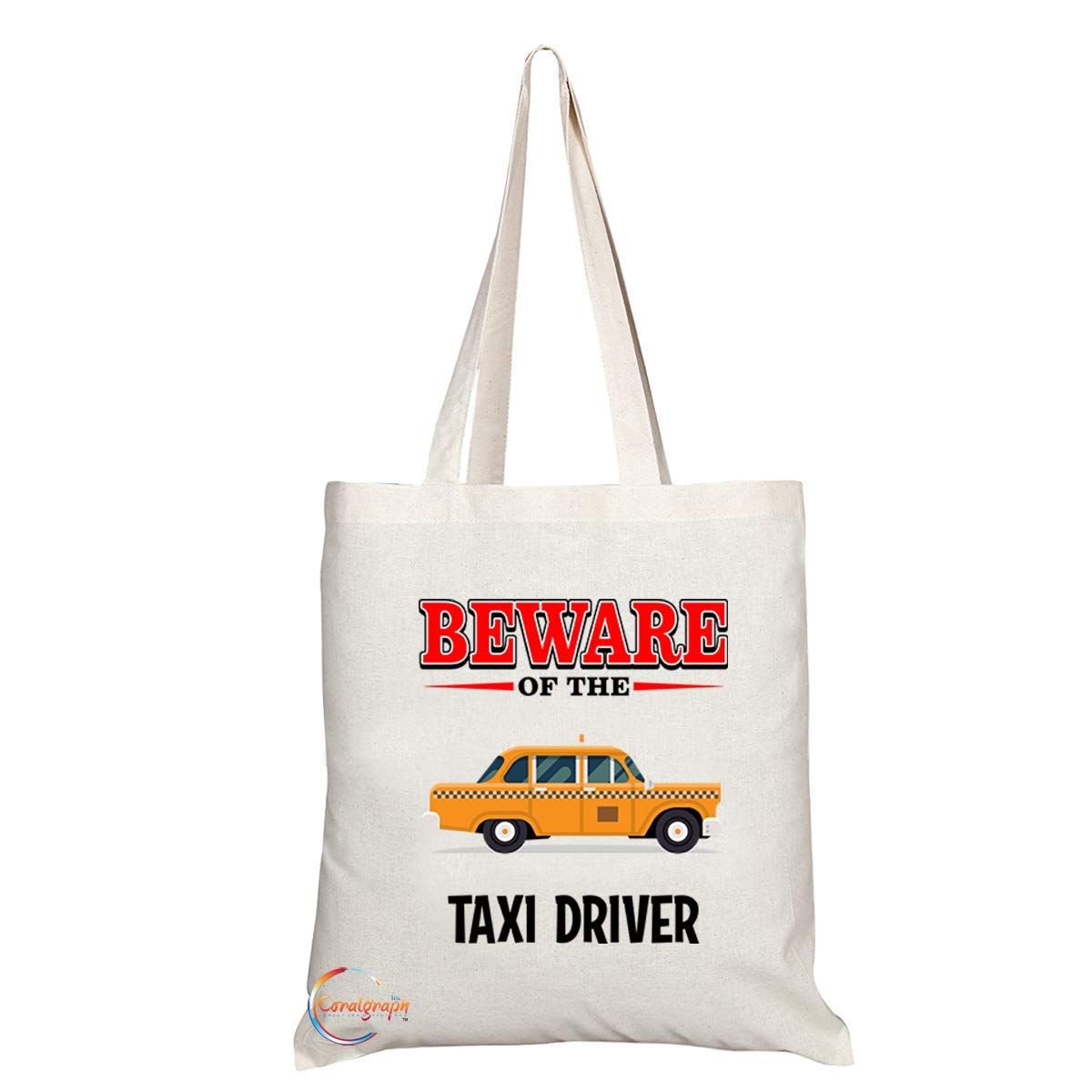TB809 Beware of the Taxi Driver Novelty Present Gift Printed Eco-Friendly Stylish Long Handled Tote Shoulder Bag