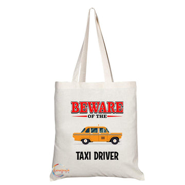 TB809 Beware of the Taxi Driver Novelty Present Gift Printed Eco-Friendly Stylish Long Handled Tote Shoulder Bag