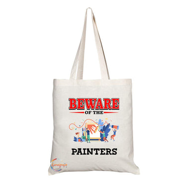 TB881 Beware of the Painters Novelty Present Gift Printed Eco-Friendly Stylish Long Handled Tote Shoulder Bag