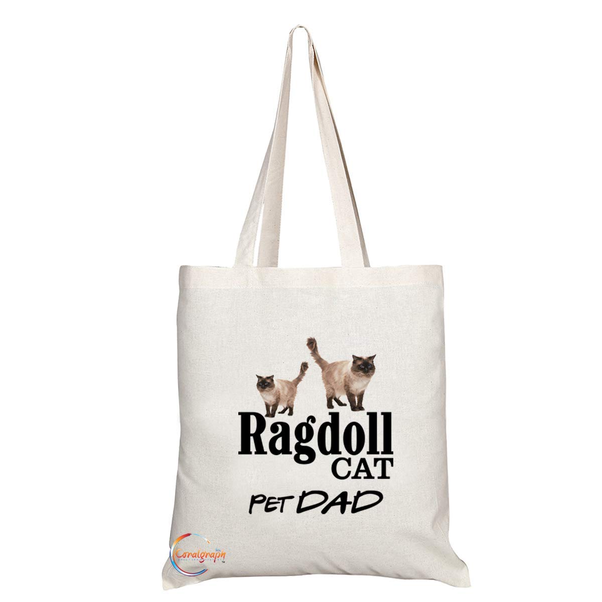 TB628 PET DAD Ragdoll CAT Novelty Present Gift Printed Eco-Friendly Stylish Long Handled Tote Shoulder Bag