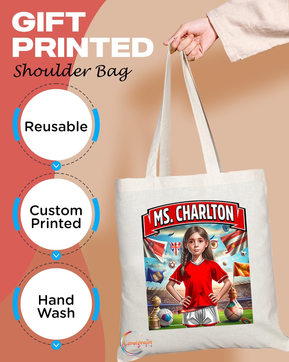 TB1660 Ms Charlton Footie Fan Lady Girl Tote Bag - Eco-Friendly, Stylish, Long Handled, Perfect Novelty Gift by