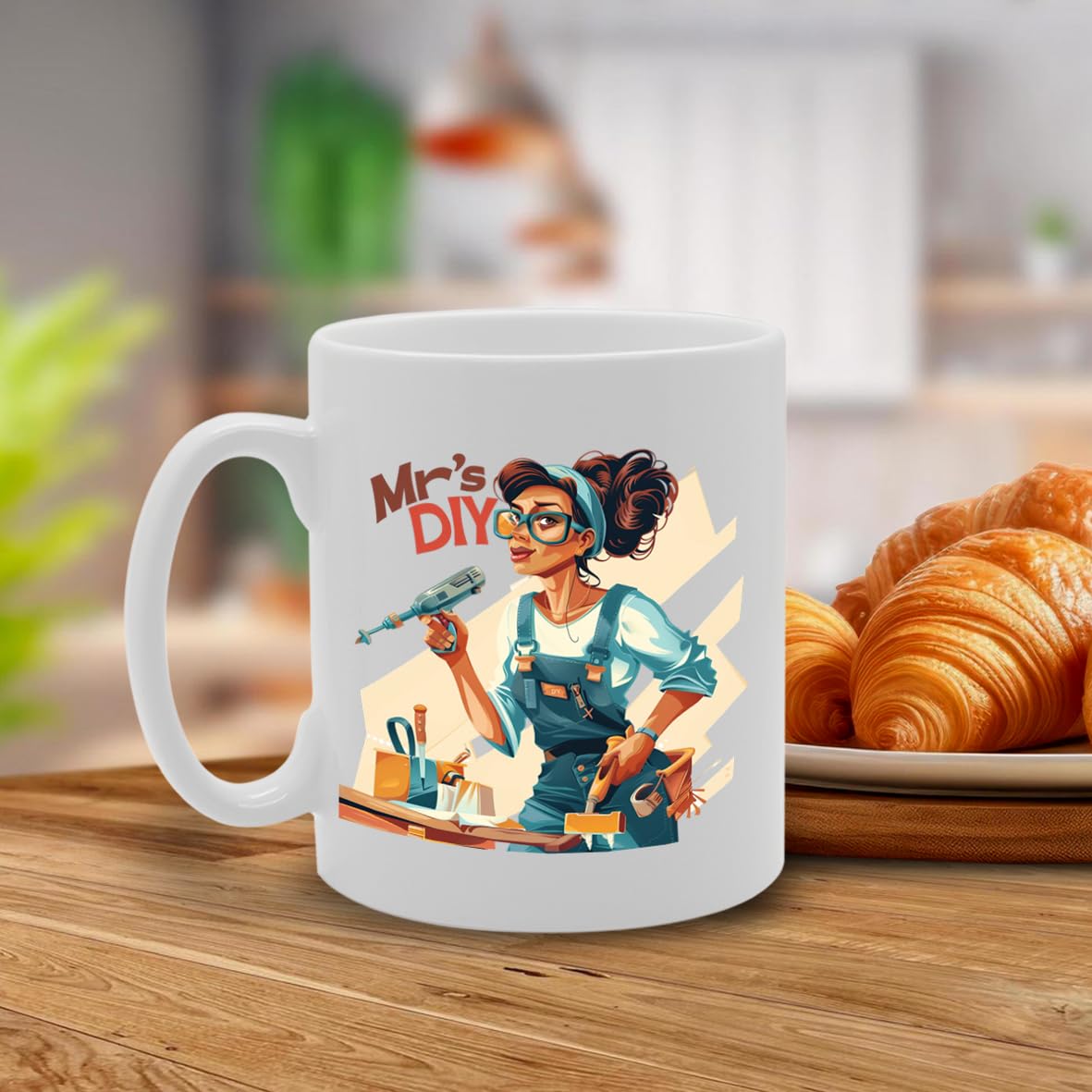 Mrs Diy  - Ideal For Diy Enthusiasts And Handywomen, 11Oz Ceramic Coffee  For Home Improvement Lovers And Tool Aficionados Mg5979 - Funny Printed Coffee Mug - Great Gift Idea