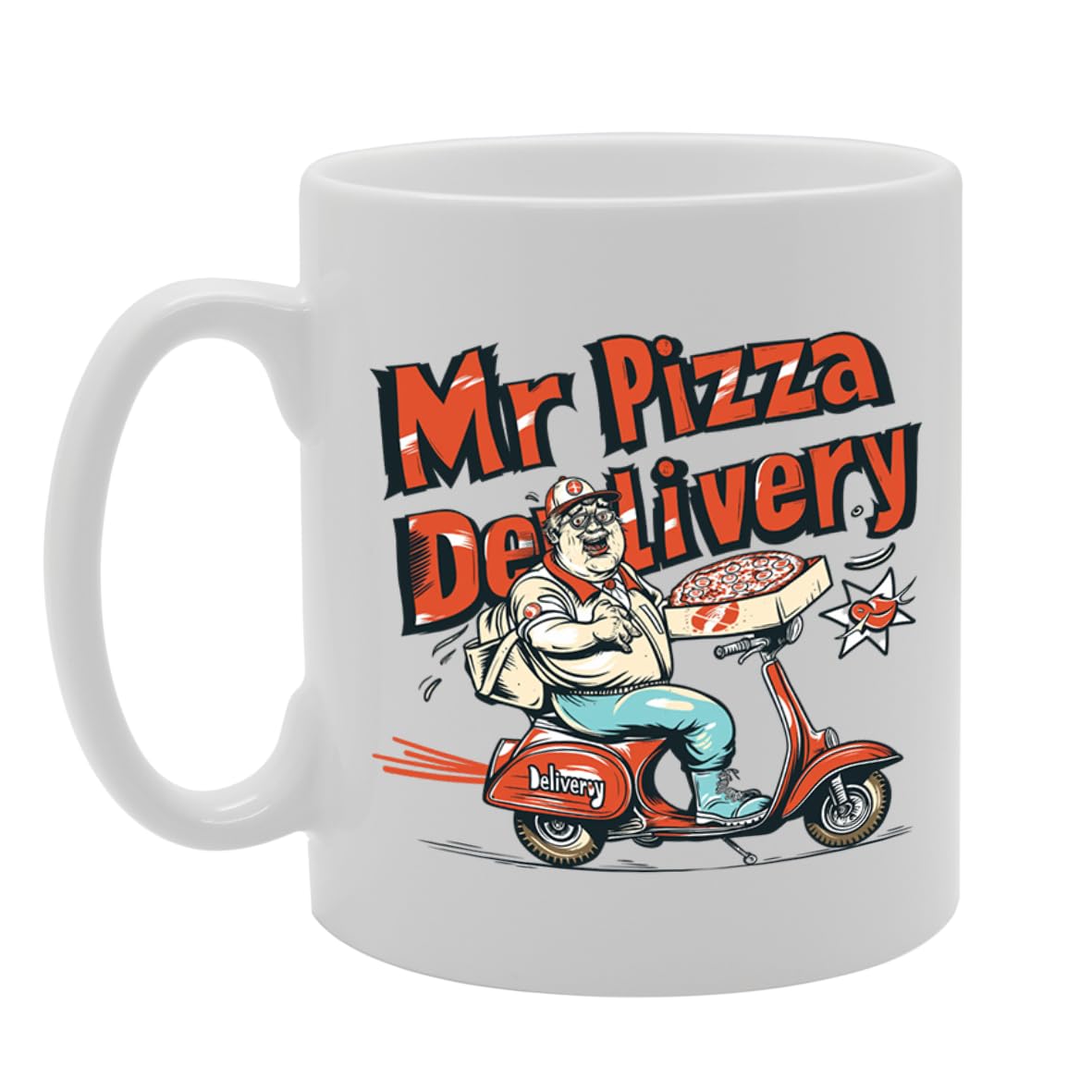 Mr Pizza Delivery Ceramic  - Ideal For Pizza Delivery Drivers, Food Service Workers, And Pizza Lovers - 11Oz Coffee  With Fun Design Mg6274 - Funny Printed Coffee Mug - Great Gift Idea