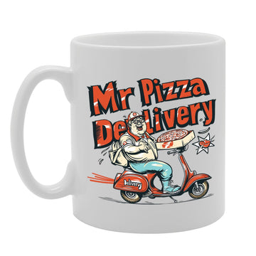 Mr Pizza Delivery Ceramic  - Ideal For Pizza Delivery Drivers, Food Service Workers, And Pizza Lovers - 11Oz Coffee  With Fun Design Mg6274 - Funny Printed Coffee Mug - Great Gift Idea