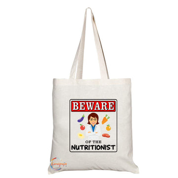 TB914 Beware of the Nutritionist Novelty Present Gift Printed Eco-Friendly Stylish Long Handled Tote Shoulder Bag