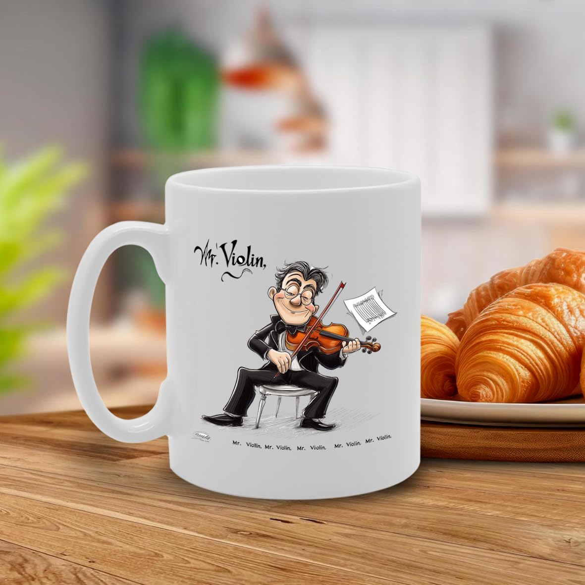 11Oz Ceramic  Featuring Violin Mg6584 –  For Musicians And Music Lovers - Funny Printed Coffee Mug - Great Gift Idea