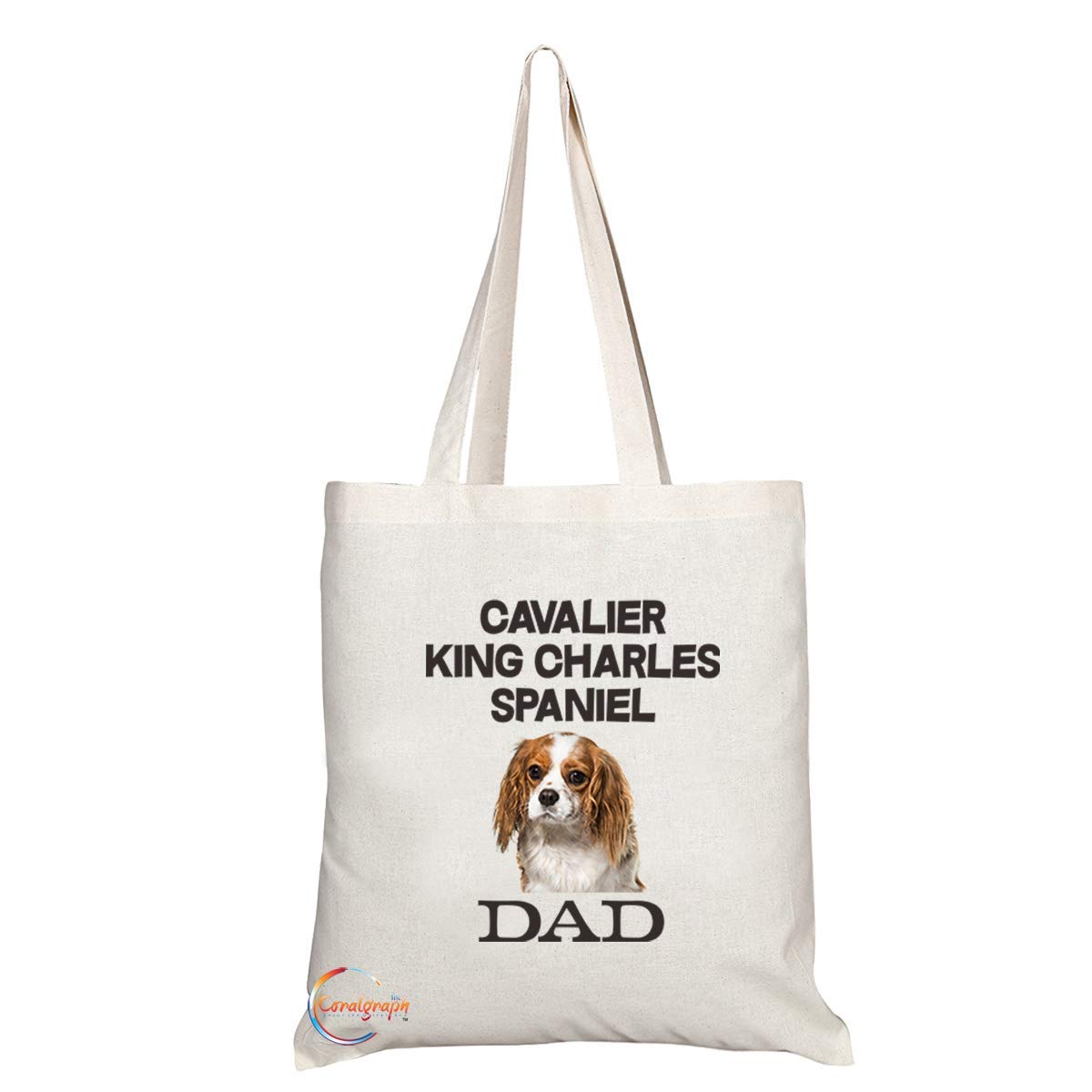 TB568 CAVALIER KING CHARLES SPANIEL DAD Novelty Present Gift Printed Eco-Friendly Stylish Long Handled Tote Shoulder Bag