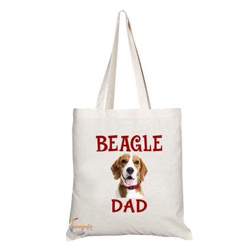 TB569 BEAGLE DAD Novelty Present Gift Printed Eco-Friendly Stylish Long Handled Tote Shoulder Bag