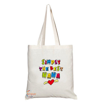 TB217 SiMPLY THE BEST NANA Novelty Present Gift Printed Eco-Friendly Stylish Long Handled Tote Shoulder Bag
