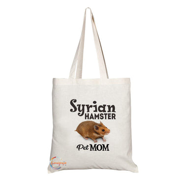 TB605 Pet MOM Syrian Hamster Novelty Present Gift Printed Eco-Friendly Stylish Long Handled Tote Shoulder Bag