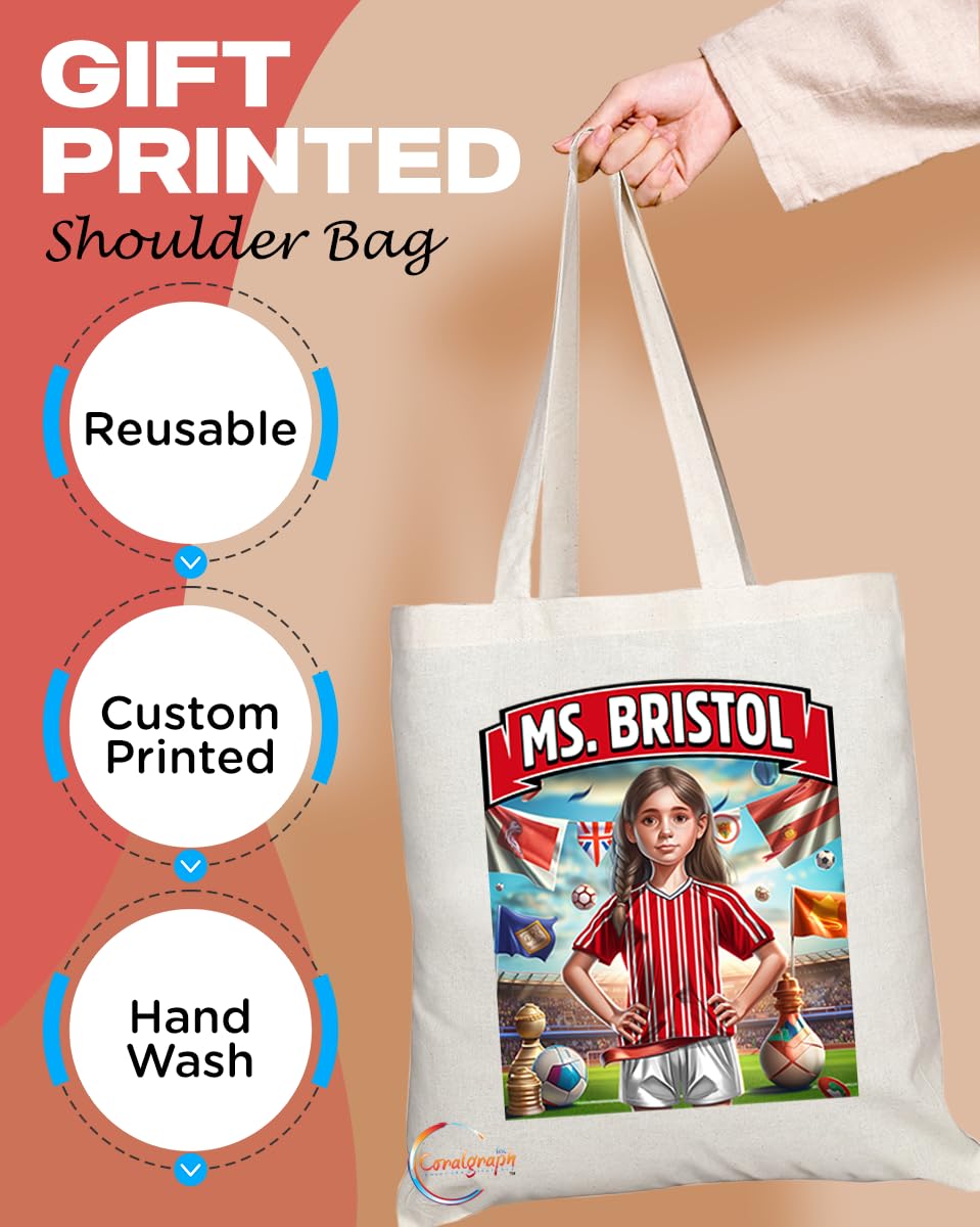 TB1634 Ms Bristol Footie Fan Lady Girl Tote Bag - Eco-Friendly, Stylish, Long Handled, Perfect Novelty Gift by