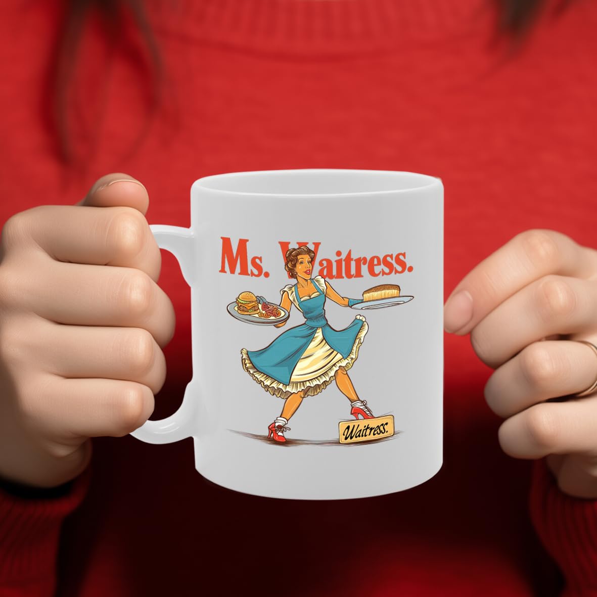 Ms Waitress Ceramic  - Ideal For Waitresses, Food Service Workers, And Hospitality Staff - 11Oz Coffee  With Fun Design Mg6278 - Funny Printed Coffee Mug - Great Gift Idea