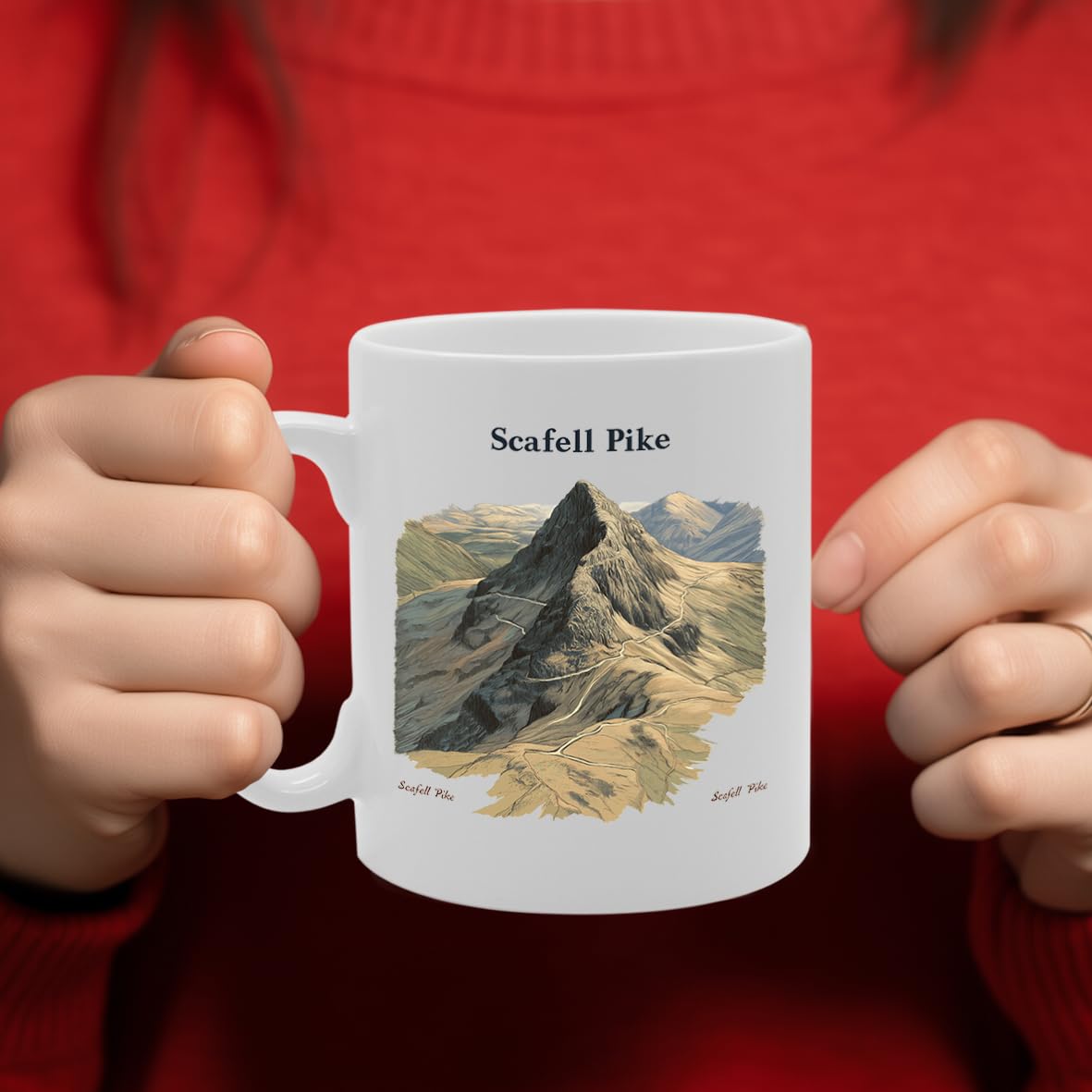 Printed Coffee Ceramic  Featuring Cities And Landmarks In United Kingdom (Scafell Pike) - Funny Printed Coffee Mug - Great Gift Idea