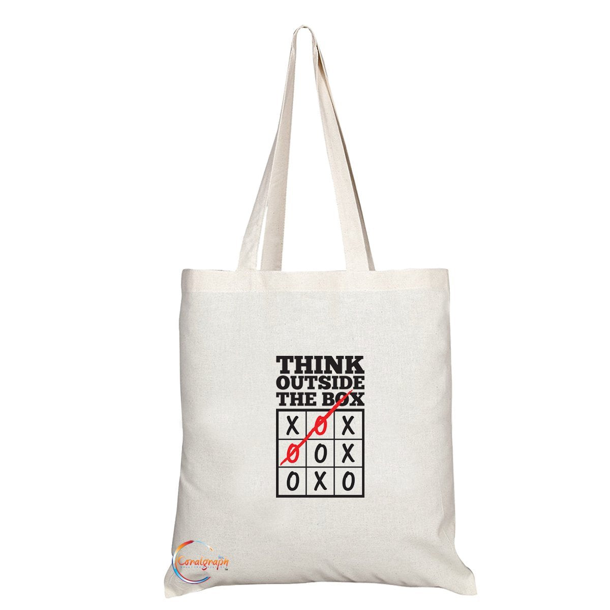 TB097 THINK OUTSIDE THE BOX Novelty Present Gift Printed Eco-Friendly Stylish Long Handled Tote Shoulder Bag