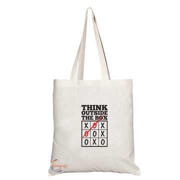 TB097 THINK OUTSIDE THE BOX Novelty Present Gift Printed Eco-Friendly Stylish Long Handled Tote Shoulder Bag
