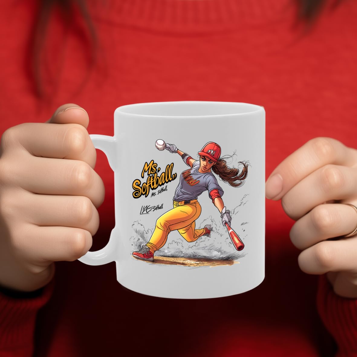 11Oz Ceramic  Featuring Popular Sports Designs From Around The World – Ideal For Sports Fans And Enthusiasts (Softball Mg6596) - Funny Printed Coffee Mug - Great Gift Idea