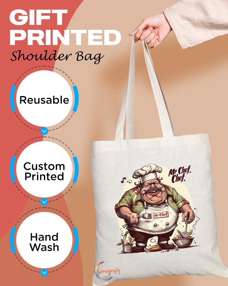TB1833 Mr Chef Tote Bag - Gift for Chefs, Culinary Experts, Cooking Enthusiasts - Durable, Stylish, Eco-Friendly, Reusable, Spacious, and Lightweight