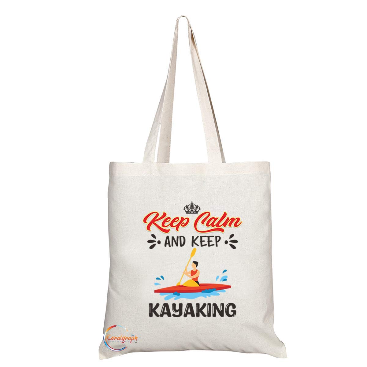 TB1081 Keep Calm and Keep Kayaking Novelty Present Gift Printed Eco-Friendly Stylish Long Handled Tote Shoulder Bag