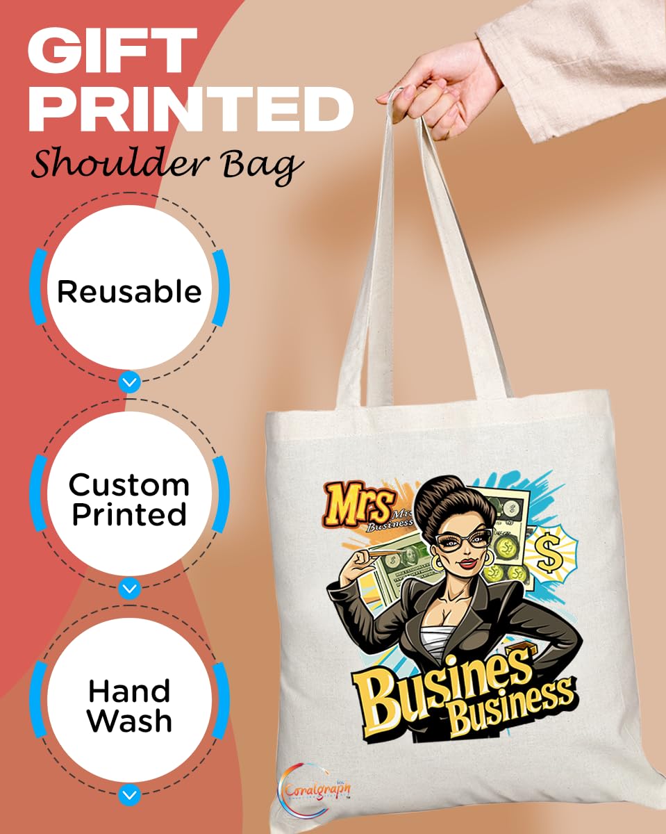 TB1826 Mrs Business Tote Bag - Gift for Female Business Professionals, Entrepreneurs, Executives - Durable, Stylish, Eco-Friendly, Reusable, Spacious, and Lightweight