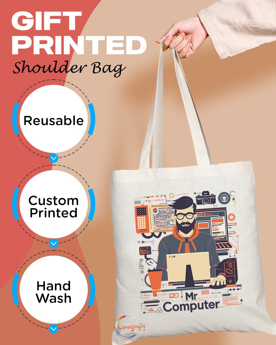 TB1707 Mr Computer Programmer Tote Bag - Great for Coders, Developers, Tech Enthusiasts - Sustainable, Stylish, Long Handled, Durable and Reusable
