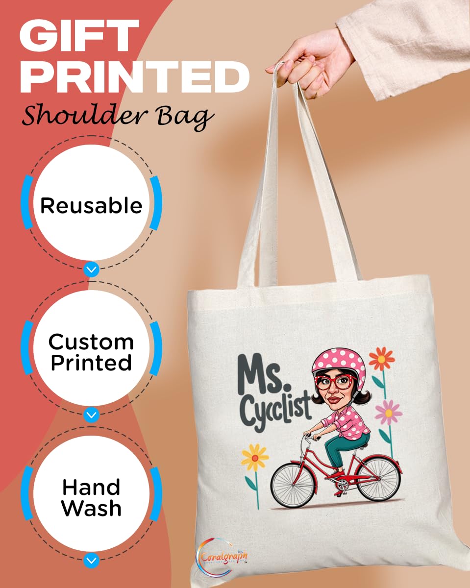 TB1960 Ms Cyclist Tote Bag - Ideal for Cyclists, Bike Enthusiasts, and Sports Fans - Tote Bag with Motivational Design