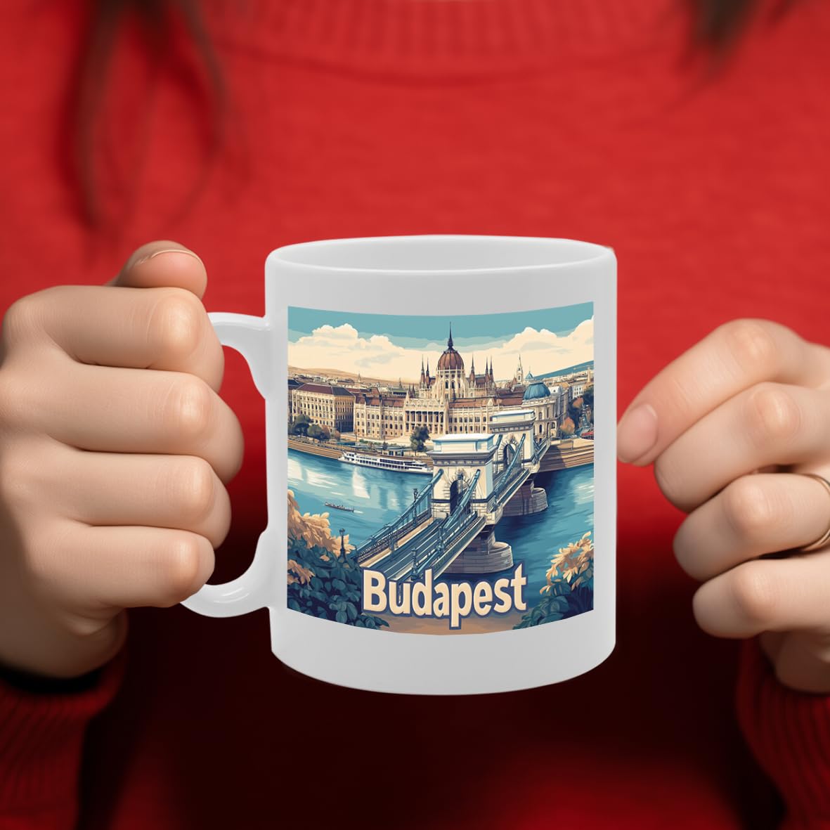 11Oz Dishwasher-Safe Ceramic  Featuring Popular Cities & Capitals From Europe And Around The World (Budapest) - Funny Printed Coffee Mug - Great Gift Idea