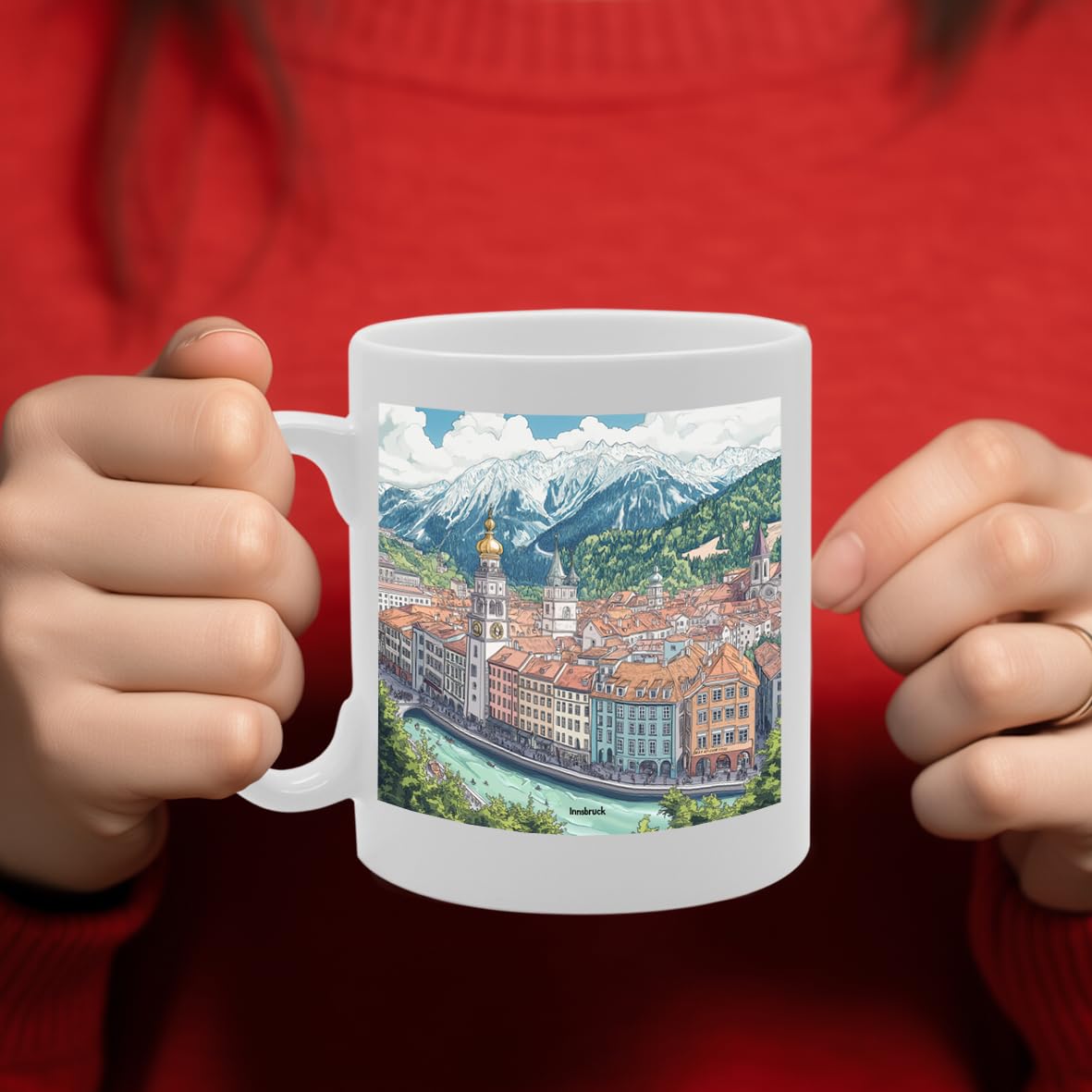 11Oz Dishwasher-Safe Ceramic  Featuring Popular Cities & Capitals From Europe And Around The World (Innsbruck) - Funny Printed Coffee Mug - Great Gift Idea