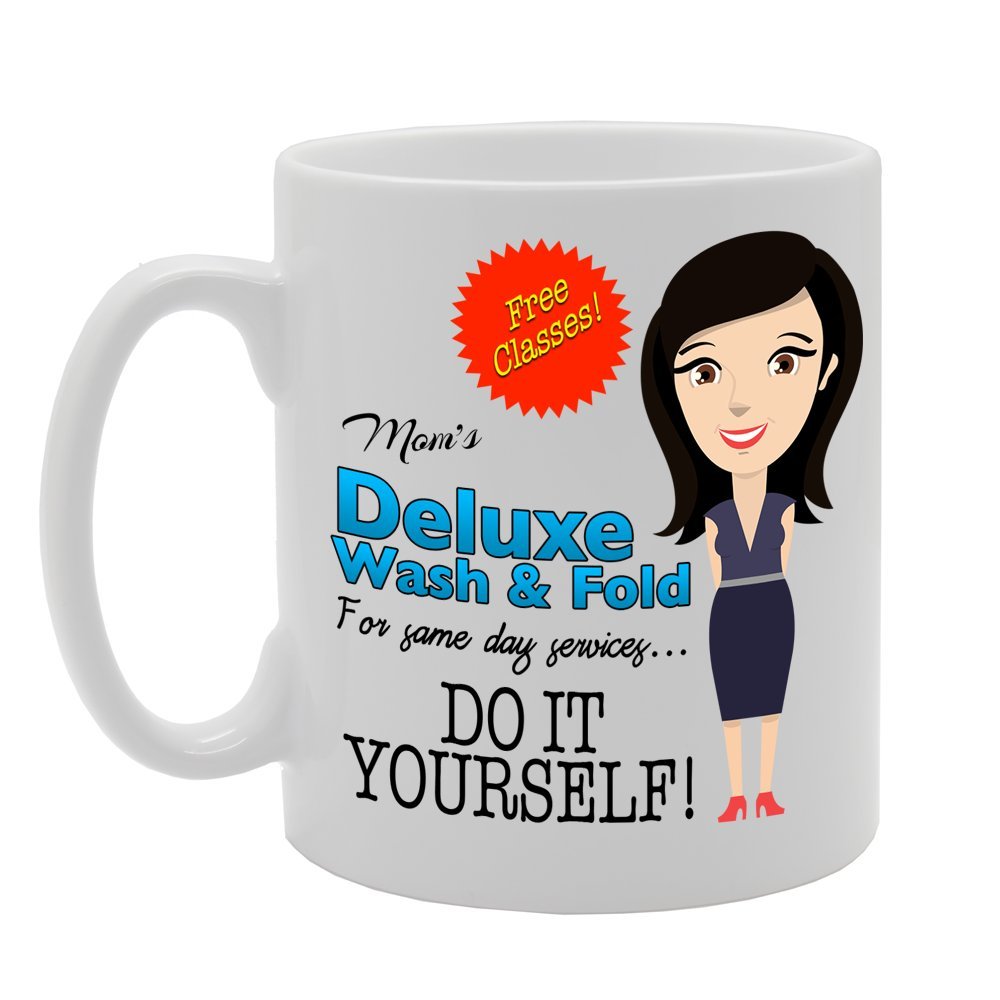 Mom'S Wash & Fold/Do It Yourself   Printed Ceramic Tea Coffee  Mg069 - Funny Printed Coffee Mug - Great Gift Idea
