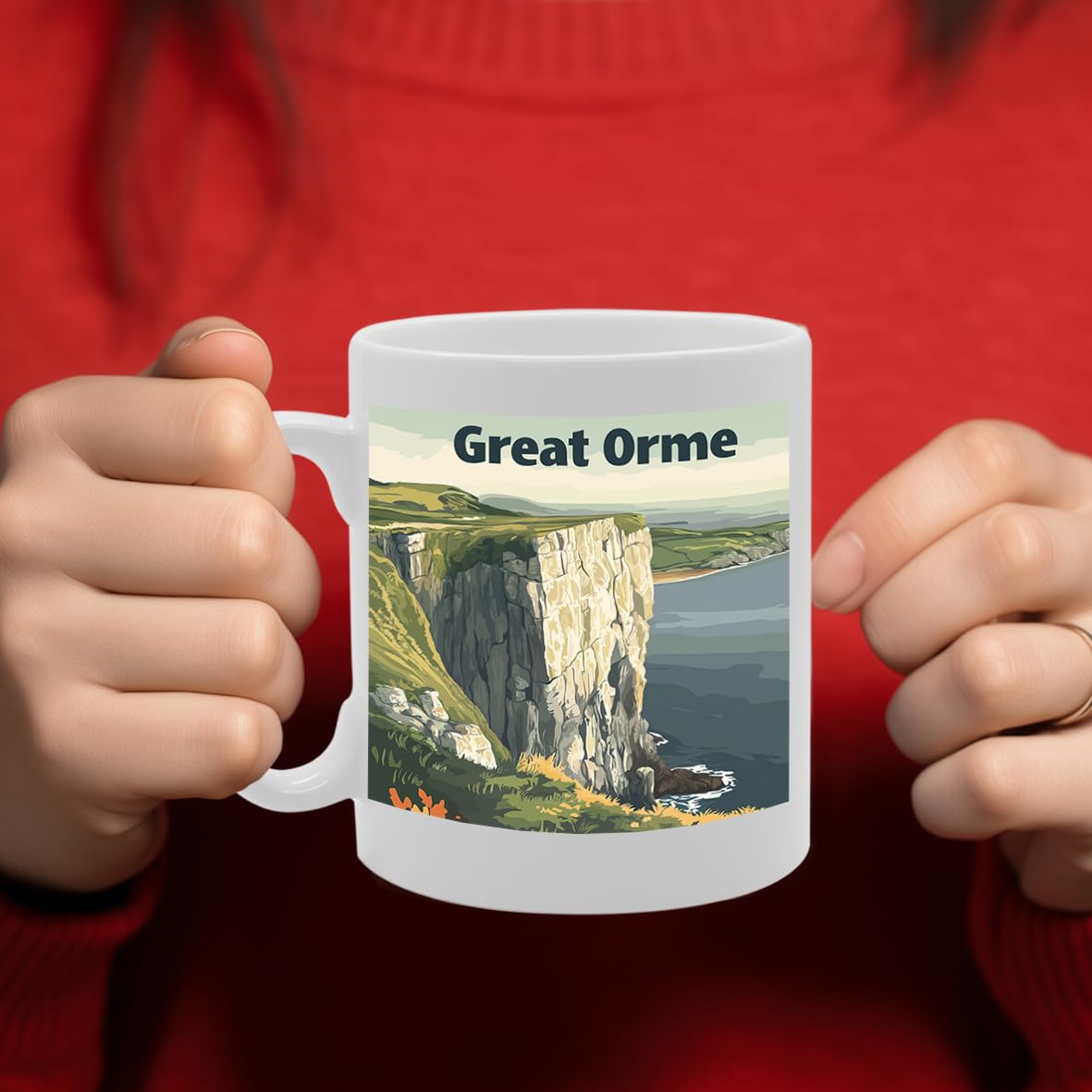 Printed Coffee Ceramic  Featuring Cities And Landmarks In United Kingdom (Great Orme) - Funny Printed Coffee Mug - Great Gift Idea