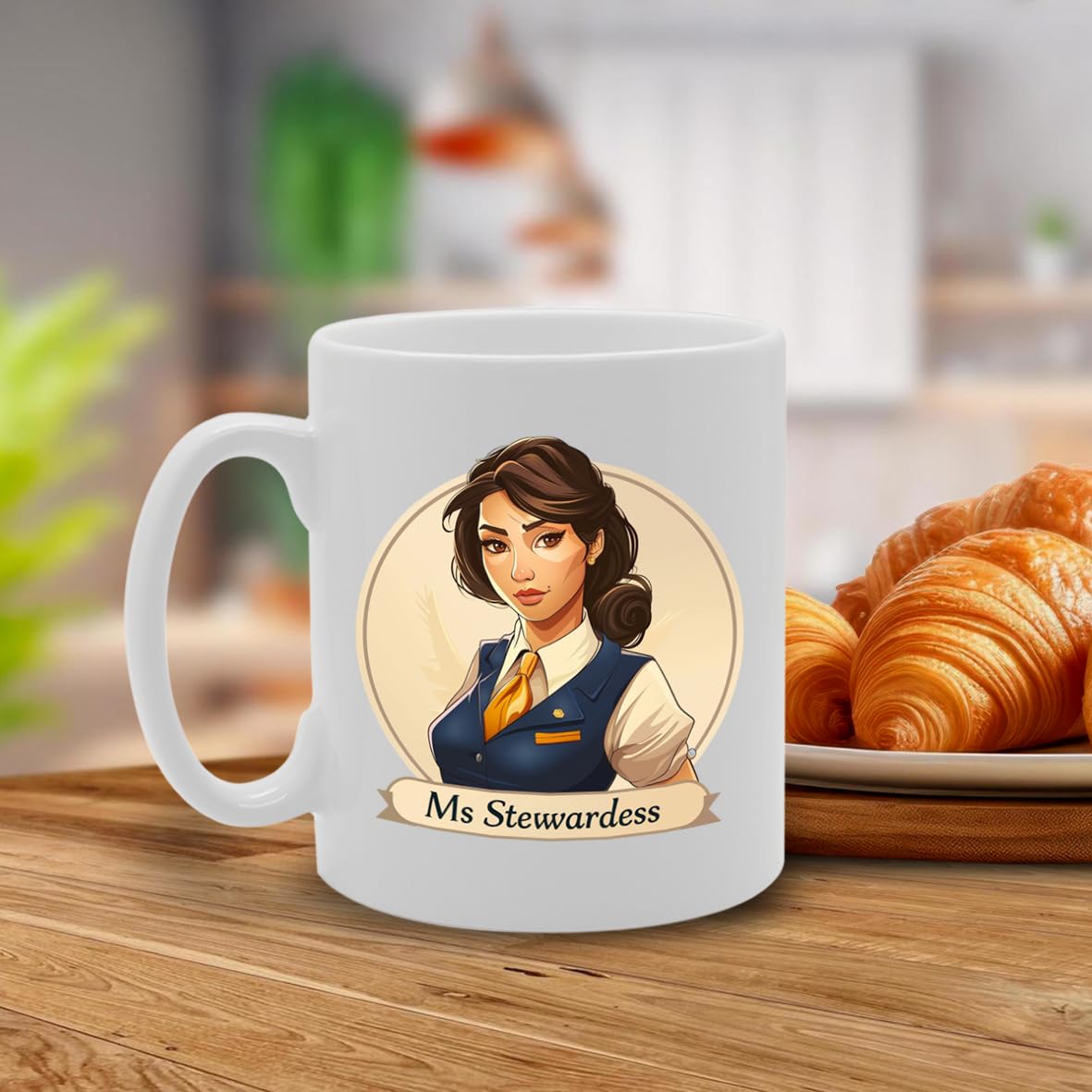 Ms Stewardess  - Ideal For Flight Attendants And Aviation Enthusiasts, 11Oz Ceramic Coffee  For Airline Professionals And Travel Lovers Mg5963 - Funny Printed Coffee Mug - Great Gift Idea