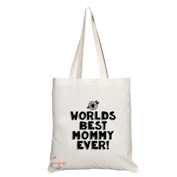 TB798 Worlds Best Mommy Ever Mothers Day Novelty Present Gift Printed Eco-Friendly Stylish Long Handled Tote Shoulder Bag