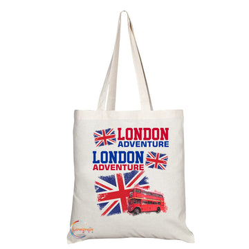 TB1518 London Adventure London Bus Novelty Present Gift Printed Tourist Tote Shoulder Souvenir Gift Bag