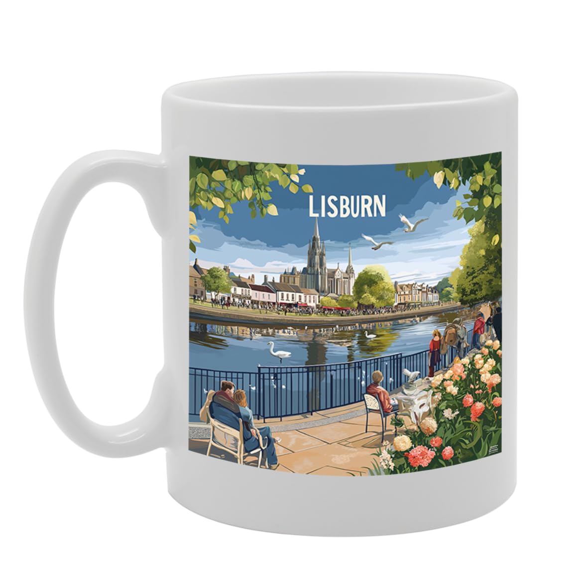 Printed Coffee Ceramic  Featuring Cities And Landmarks In United Kingdom (Lisburn) - Funny Printed Coffee Mug - Great Gift Idea