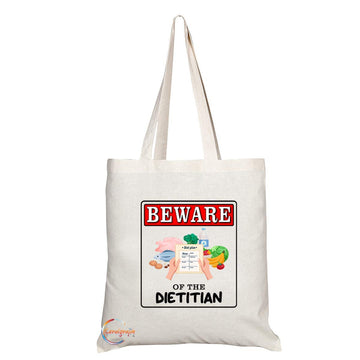 TB913 Beware of the Dietitian Novelty Present Gift Printed Eco-Friendly Stylish Long Handled Tote Shoulder Bag