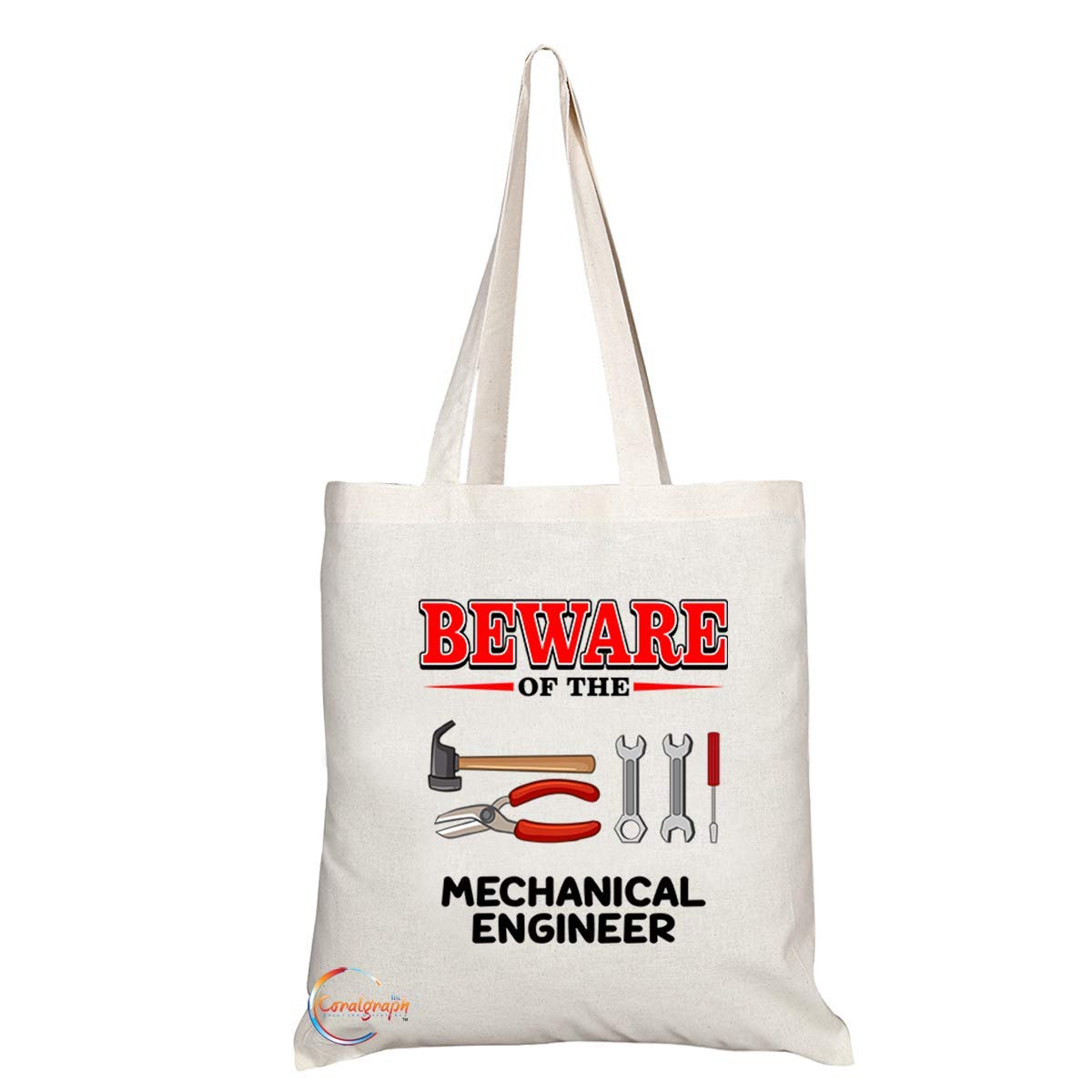TB818 Beware of the Mechanical Engineer Novelty Present Gift Printed Eco-Friendly Stylish Long Handled Tote Shoulder Bag