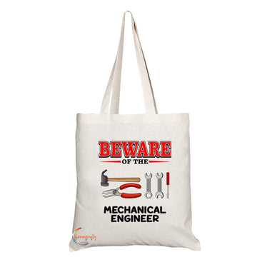 TB818 Beware of the Mechanical Engineer Novelty Present Gift Printed Eco-Friendly Stylish Long Handled Tote Shoulder Bag
