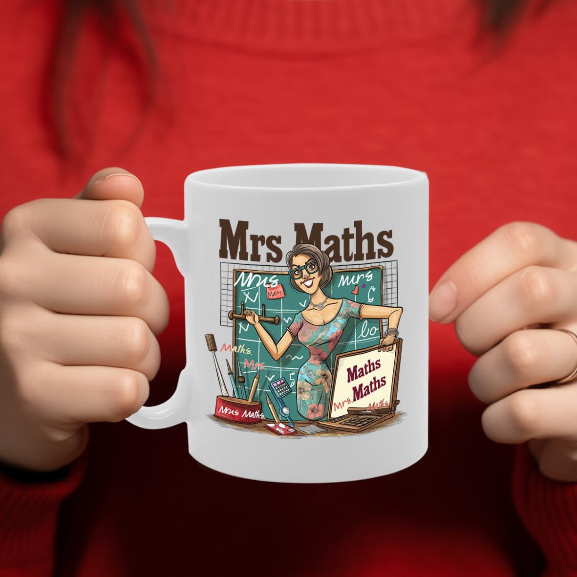 Mrs Maths  - Designed For Math Teachers, Educators, Math Enthusiasts, Durable Ceramic, Dishwasher Safe Mg6018 - Funny Printed Coffee Mug - Great Gift Idea