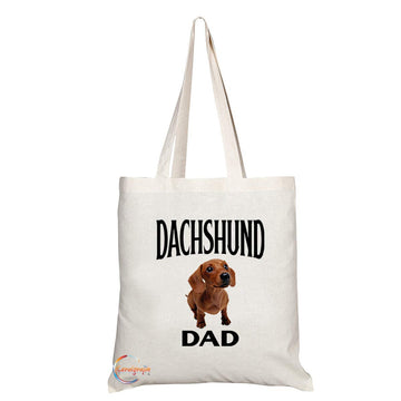 TB562 DACHSHUND DAD Novelty Present Gift Printed Eco-Friendly Stylish Long Handled Tote Shoulder Bag
