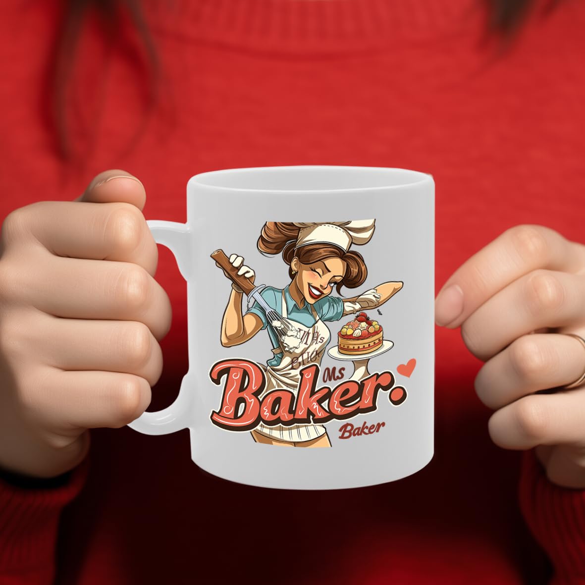 Ms Baker  - For Female Bakers, Pastry Chefs, Baking Enthusiasts, Durable Ceramic, Dishwasher Safe, Premium Print Mg6061 - Funny Printed Coffee Mug - Great Gift Idea