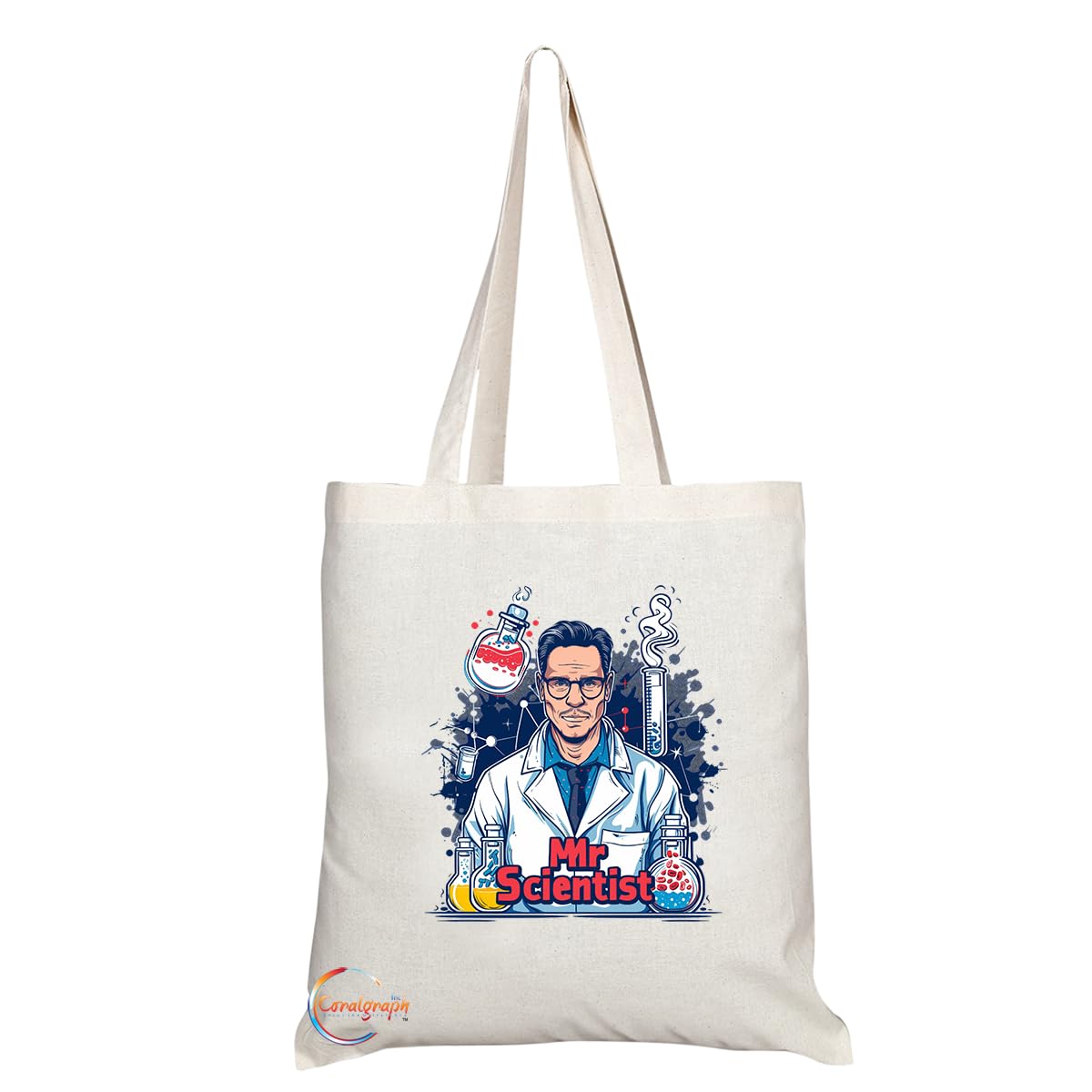 TB1727 Mr Scientist Tote Bag - Ideal for Scientists, Researchers, Lab Workers - Sustainable, Stylish, Long Handled, Durable and Reusable