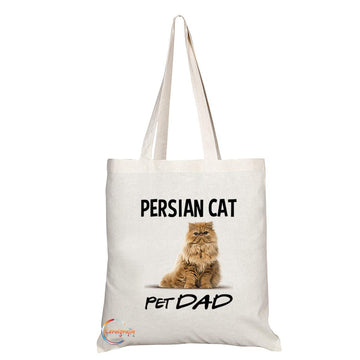 TB632 PET DAD PERISIAN CAT Novelty Present Gift Printed Eco-Friendly Stylish Long Handled Tote Shoulder Bag