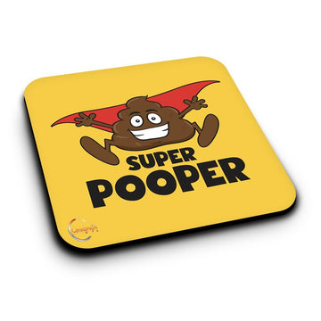 ER349 SUPER POOPER Novelty Present Gift Printed MDF Wooden Coaster