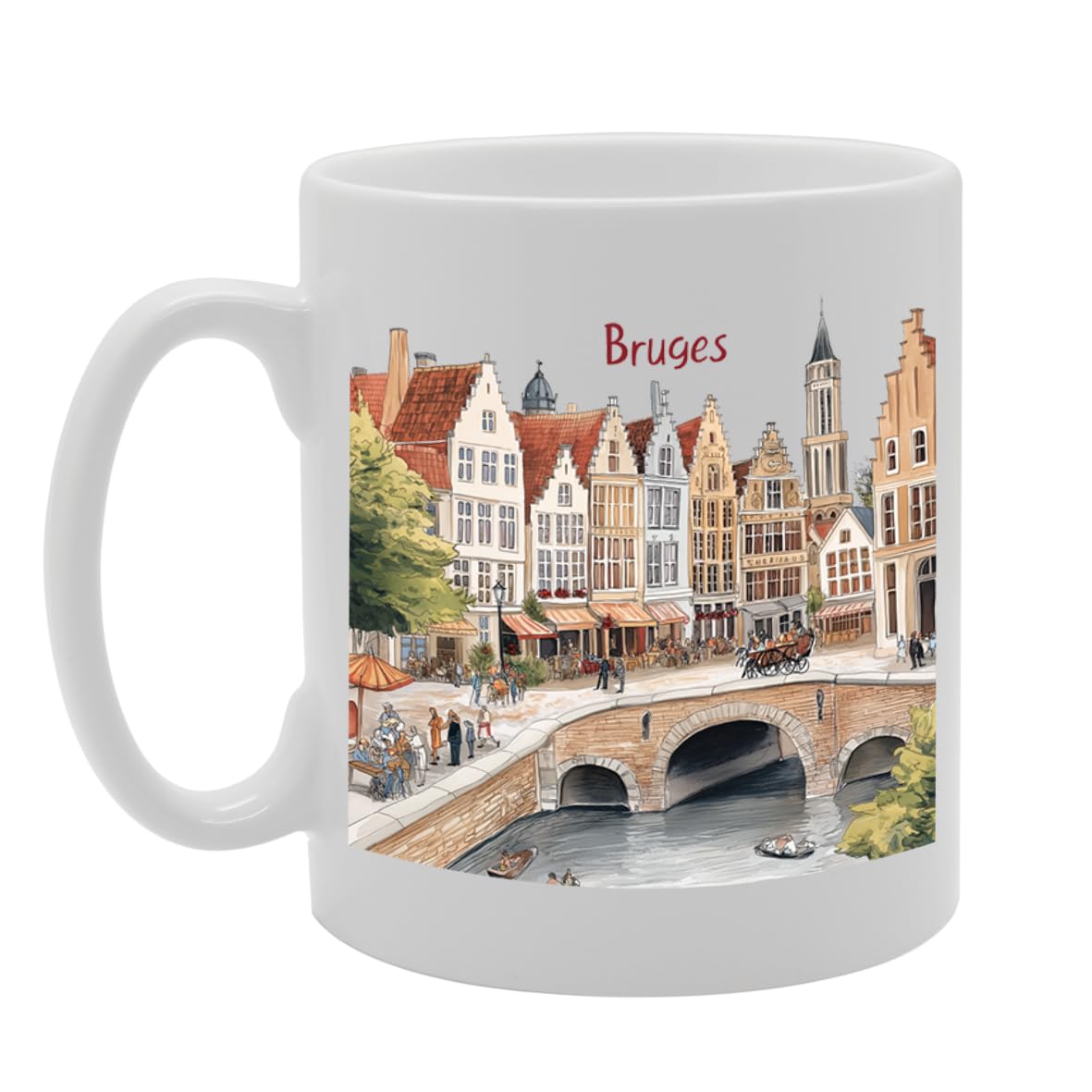 11Oz Dishwasher-Safe Ceramic  Featuring Popular Cities & Capitals From Europe And Around The World (Bruges) - Funny Printed Coffee Mug - Great Gift Idea
