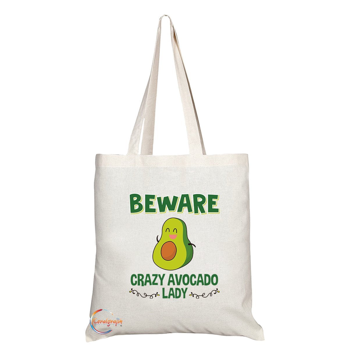 TB299 Beware Crazy Avocado Lady Novelty Present Gift Printed Eco-Friendly Stylish Long Handled Tote Shoulder Bag