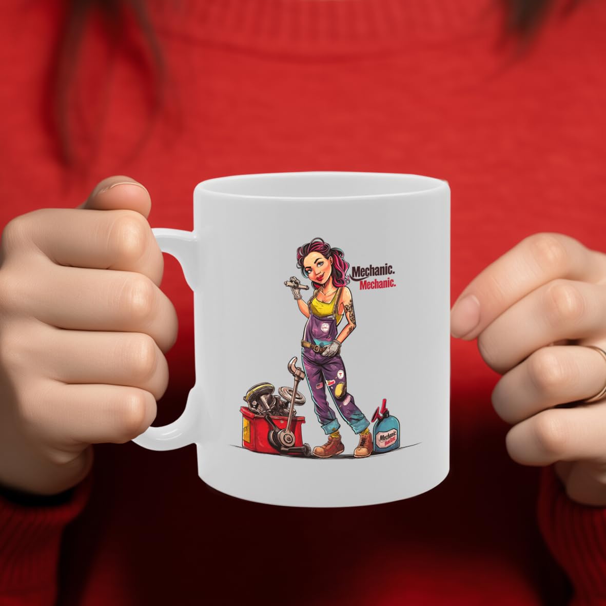 Ms Mechanic Ceramic  - Ideal For Female Mechanics, Car Enthusiasts, And Automotive Workers - 11Oz Coffee  With Empowering Design Mg6267 - Funny Printed Coffee Mug - Great Gift Idea